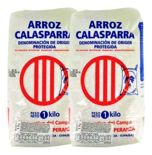El Mejor Listado de Donde comprar paella - solo los mejores. 48 CALASPARRA Arroz (Paella Rice) – 2 bolsas, 2 kg paquete de 2