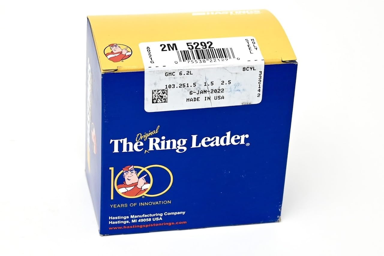 Hastings 2M5292 Plasma-Moly Piston Ring Set | Fits 2007-2013 6.2L LS Engines | LS3 L92 L99 L9H L94 | Stock Piston Ring Replacement
