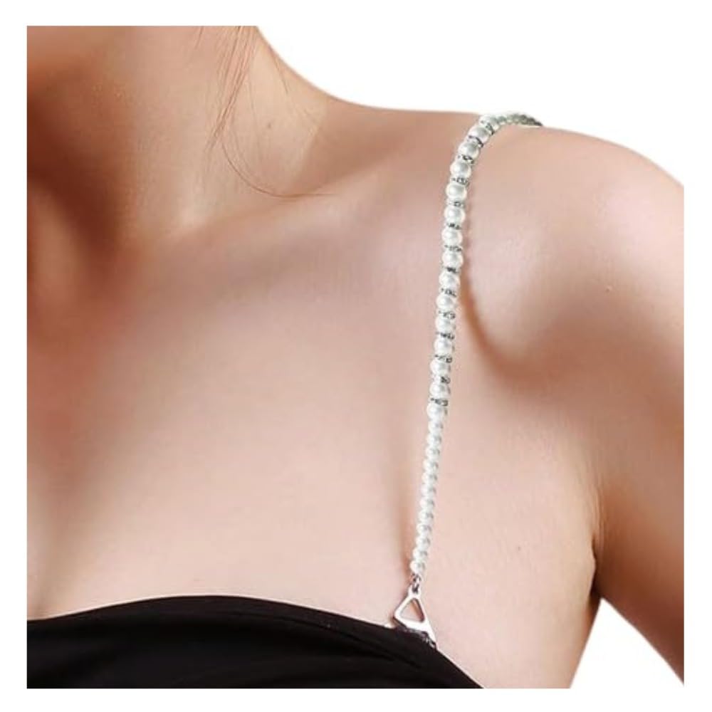 Crystal Diamond Pearl Bra Straps for Women | Adjustable, Stylish & Detachable Decorative Straps for Dresses, Blouses | Premium Decorative Fashion Straps