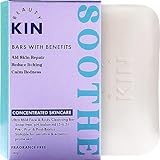 Beauty Kin Soothing Face & Body Wash Cleansing Bar for Sensitive or Itchy Skin w/Colloidal Oatmeal, Prebiotics & Probiotics to Soothe Eczema - Heal Irritated Skin - Fragrance Free - Vegan Soap Bar