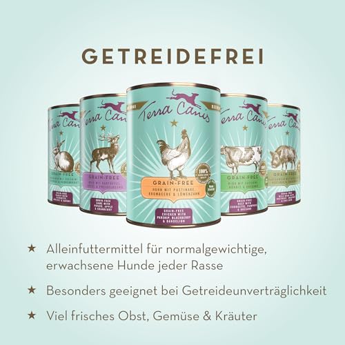 Terra Canis Wild, Kartoffel, Apfel & Preiselbeere - Getreidefreies Nassfutter, 6x400g I Premium Hundefutter in 100% Lebensmittelqualität Aller Rohstoffe I Reichhaltig, gesund & glutenfrei