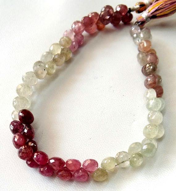 Saphir naturel véritable en perle oignon facettée de 6 mm pour bijoux en pierre précieuse