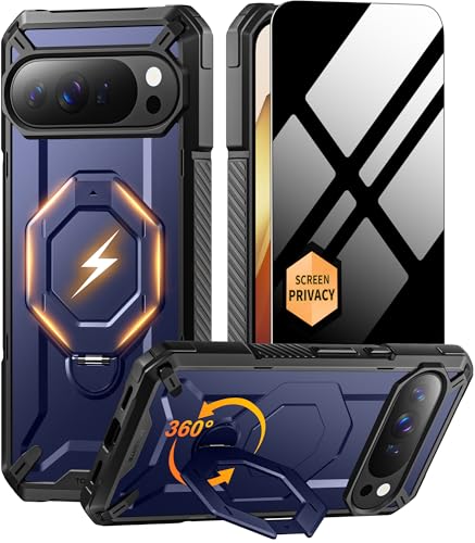 Coque pour Pixel 10 Pro XL抗摔 protégeant des chutes avec béquille magnétique bleue