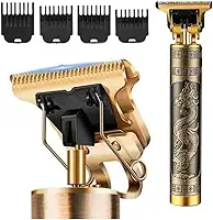 Máquina de Acabamento Profissional, Aparador Recarregável USB para Cabelo e Barba, 180min de Autonomia, Design Premium em Metal Dourado com Dragão