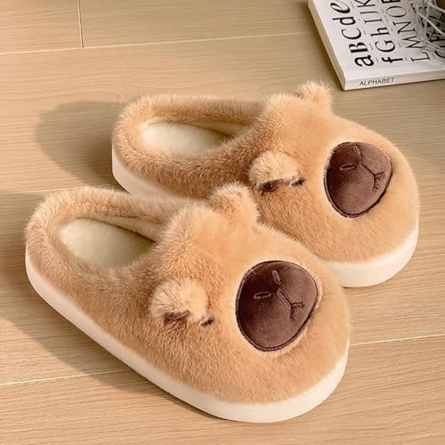 Cute Capybara Cotton Slippers Fluffy Comfortable Warm Winter Slippers for Women House Slip On Shoes Non Slip Slippers Animals Christmas Gift2