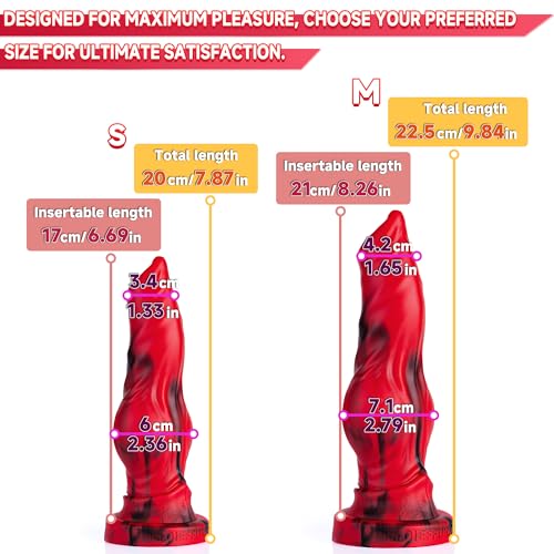 Miniatura 3 de Consolador Anal Realista De Gran Tamaño Para Perro Con Nudo Largo Silicona Líquida Ventosa Fuerte Tapón Anal, Estimulación Del Punto G Consolador De Monstruo Suave Juguete Sexual Unisex Rojo