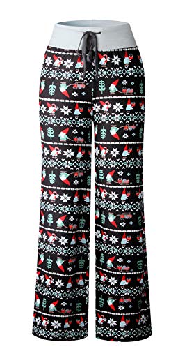Image of AMiERY Women's Comfy Casual Pajama Pants Floral Print Drawstring Palazzo Lounge Pants Wide Leg