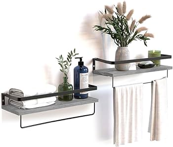 シンプルだけど機能的 ウォールシェルフ 2個セット タオル掛け ☆シンプルだけど機能的 タオル掛け ウォールシェルフ 2個セット