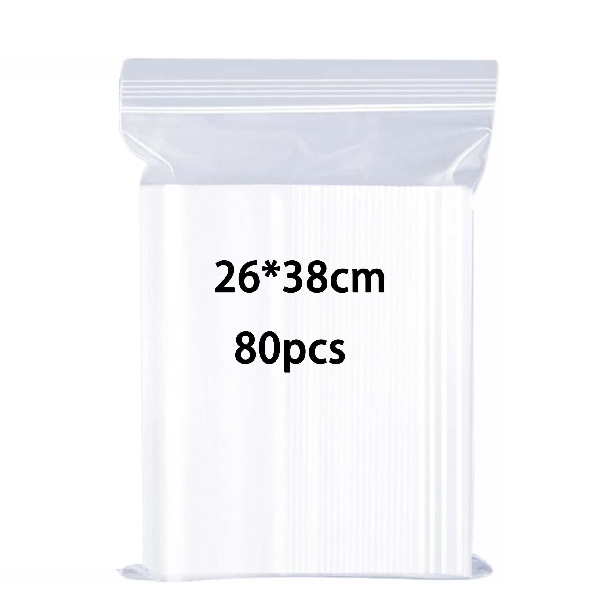 Huruirui Clear 26X38cm Resealable Plastic Bags Grip Seal Bags A4 Large Sealable Plastic Bag Suitable For Kitchen Clothing Travel Storage Packaging Sealed Storage Pouches 80Pcs