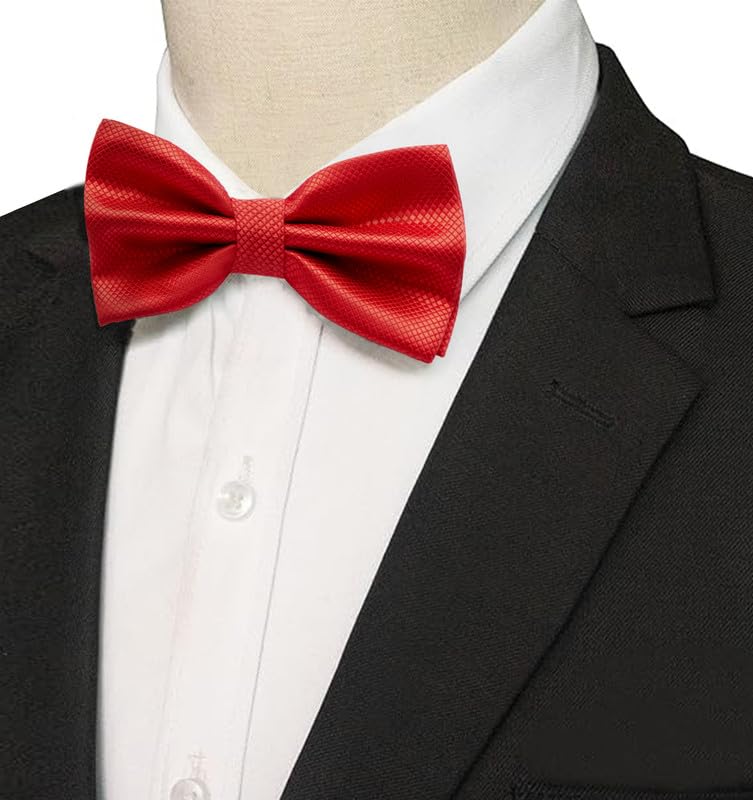 Image of MAGE MALE Men's Classic Solid Pre-tied Bow Tie for Wedding,Formal Tuxedo Adjustable Neck Bowtie