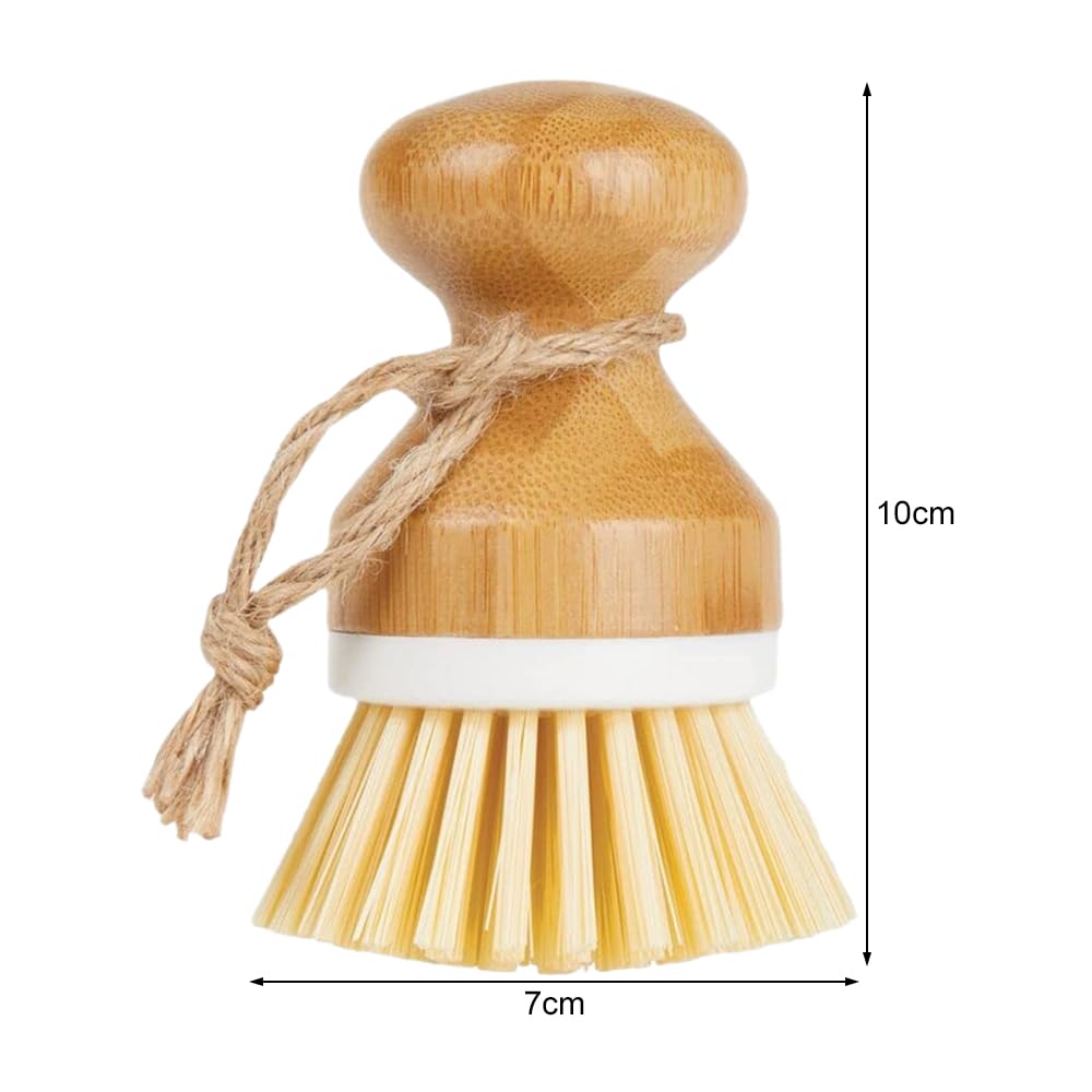 Cepillo de Setas, Cepillo Fregar Platos, 2 PCS cepillos Redondos de bambú para Hongos con cordón, Cepillo de Limpieza de Cocina para Utensilios, Cepillo Multiusos para Platos para Verduras