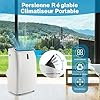RELAX4LIFE Climatiseur Mobile Silencieux avec Evacuation, Climatiseur Portable 5 en 1, Rafraîchisseur d’Air, Ventilateur, Déshumidificateur, Chauffage, Mode Nuit, Climatisation à Faible Conso, 35㎡