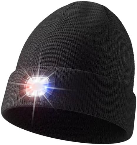 Olulse Unisex Beanie with The Light, Gifts for Men Women Husband Him, USB Rechargeable Headlamp, Winter Knitted Cap, Running Hunting Hiking Camping Gear