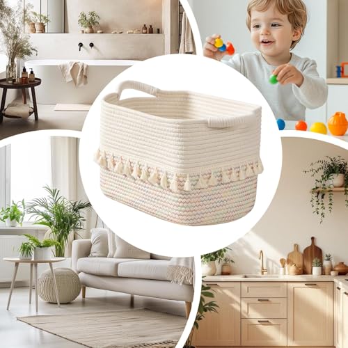 Panier en coton tissé multifonction de qualité pour chambre et salon