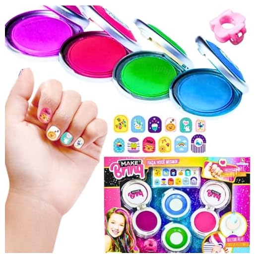 Kit brinquedo para menina mechas coloridas MK49 pinte o cabelo camarim infantil + pack adesivos de unha e presilha rosa presente especial criança 5 anos