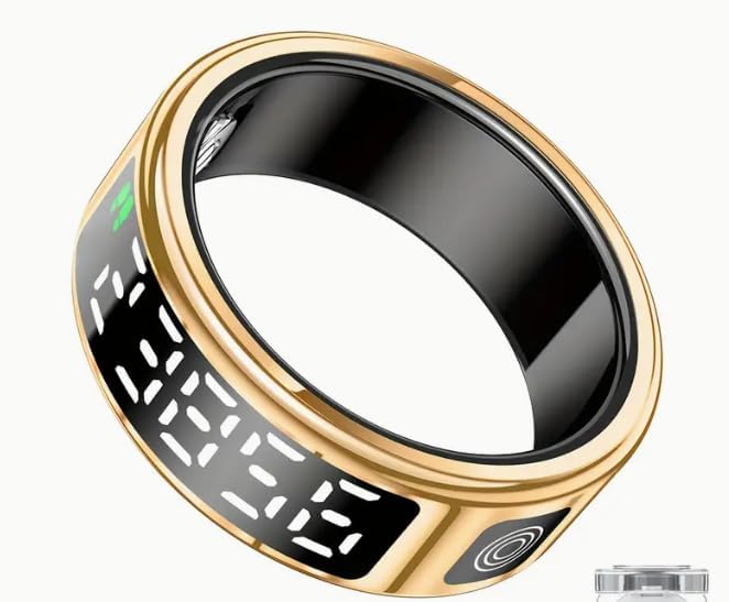 Smart Ring Health Ring Smart Rings for Women Men, Fitness Tracker Ring with LED Display Screen (Gold, 10)