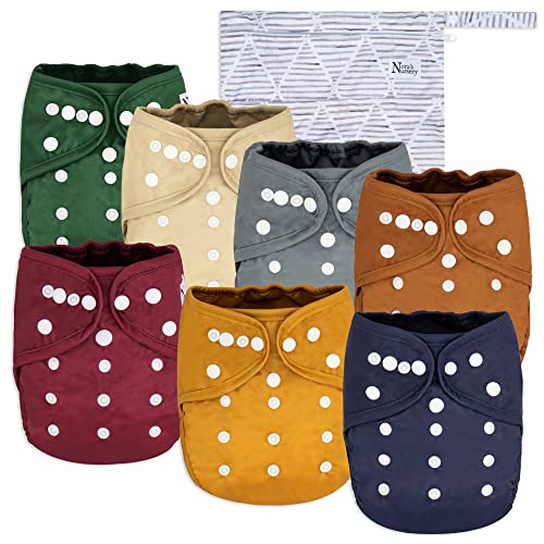 Image of Cloth Diaper Cover, Washable Reusable Diaper Cover with Snap Closure, Cloth Diaper Shell for Prefold, Flat or Fitted Cloth Diaper Inserts, Wet Bag Included, Harlow by Nora's Nursery