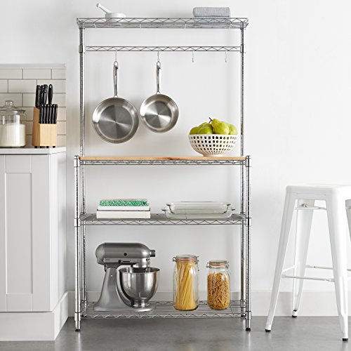 Amazon Basics Kitchen Storage Baker's Rack with Removeable Top, Chrome/Wood (36L x 14W x 63H) - Image 7