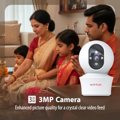 CP PLUS 3MP Smart Wi-Fi CCTV Camera for Home with 360° Pan & Tilt | View & Talk | Smart Detection Suite | Night Vision 30 Mtr | Cloud Recording | CTC Cyber Secure Tech | EZ-P34Q 3 518MZtgvSNL