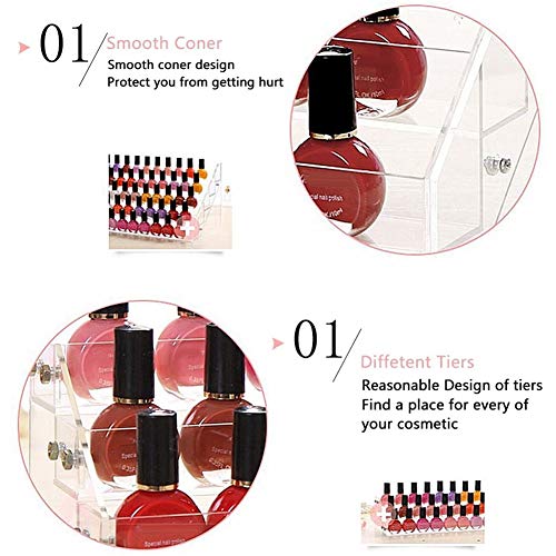Wakects Organizador de esmalte de uñas de 4 niveles, transparente para maquillaje, soporte para organizador, organizador de maquillaje
