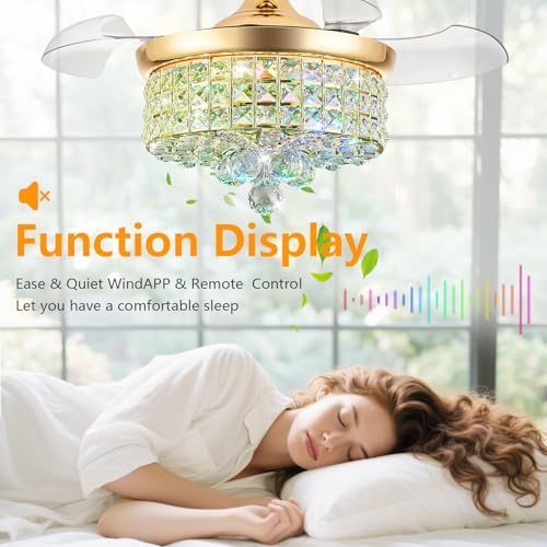 45% Off 30" Retractable Crystal Ceiling Fan with Light - Image 7