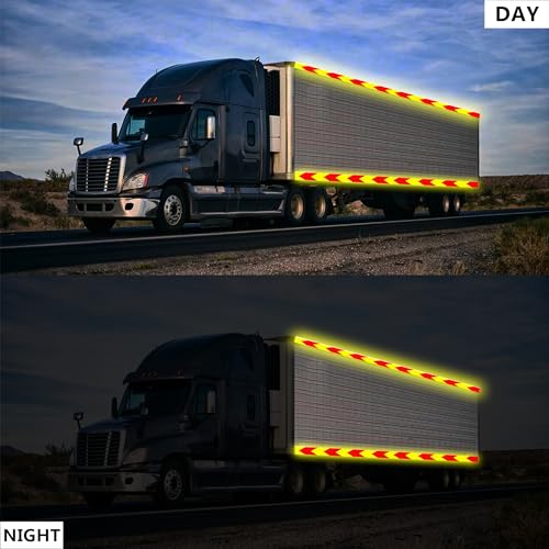 Swrt SL-YRJT-1 Reflective Tape Outdoor Waterproof, 2 Inch X 30 Ft Red & Fluorescent Yellow Reflective Tape, Shining Star Heavy Duty Strong Adhesive Hazard Caution Safety Warning Tape Conspicuity Tape thumb #1