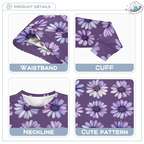 JUNZAN Safari Osteospermum Purple Big Boys Sweatshirts Hoodies Crewneck Hoodies for Girls Party 4T3