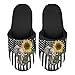 Binienty Chaussons doux et pelucheux pour homme et femme, doublure en peluche, chaussons d'hiver confortables à enfiler, Drapeau de tournesol éléphant, X-Small