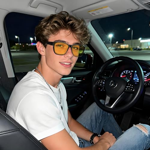 Image of HAOLOTA Night Vision Driving Over Glasses, Polarized Nighttime Glasses Men Women Anti Glare Yellow Tinted Lens