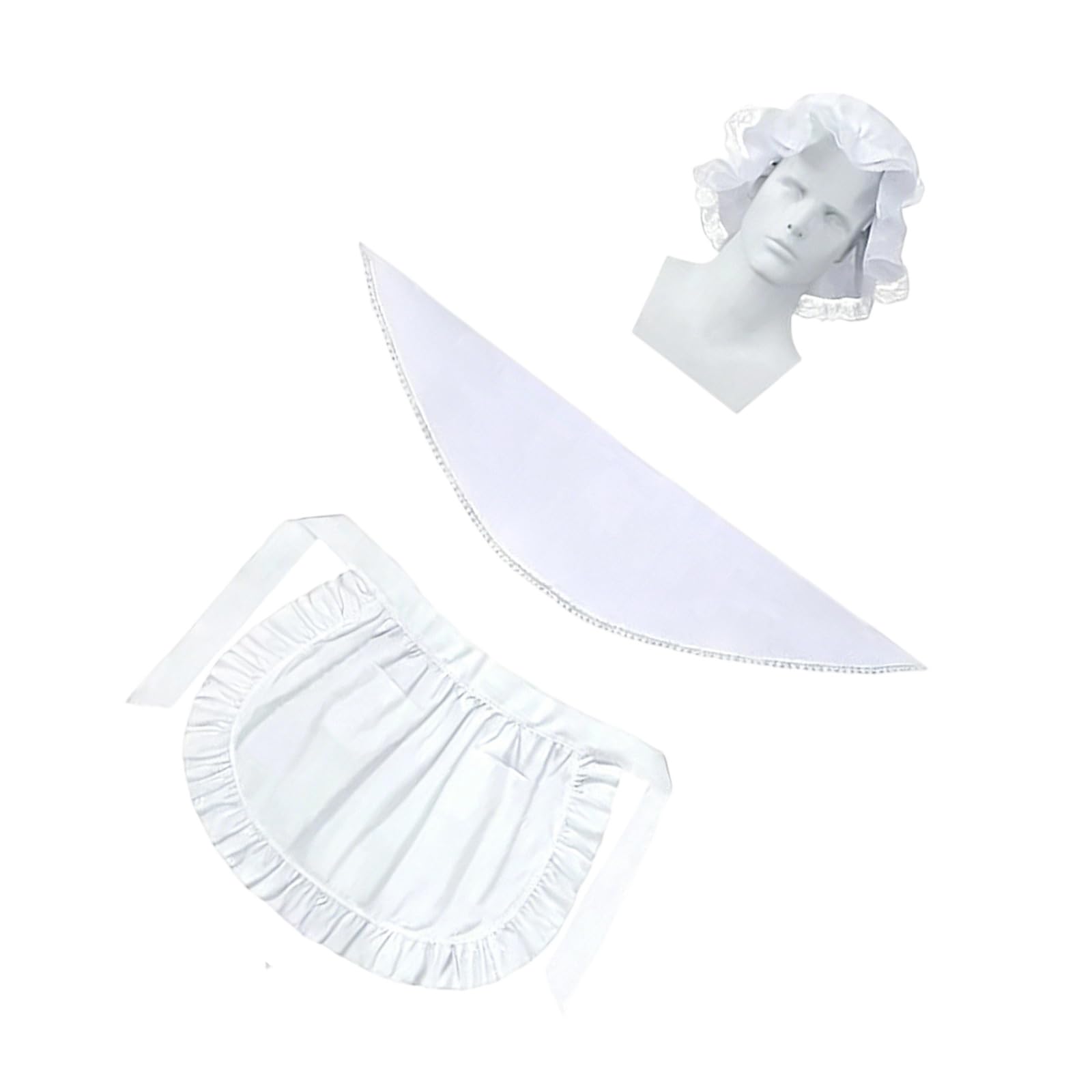 Ljmyy Elegant Maid Costume 3 Piece Set With Hat Apron And Shawl Costume Outfit For Cosplay Parties And Event