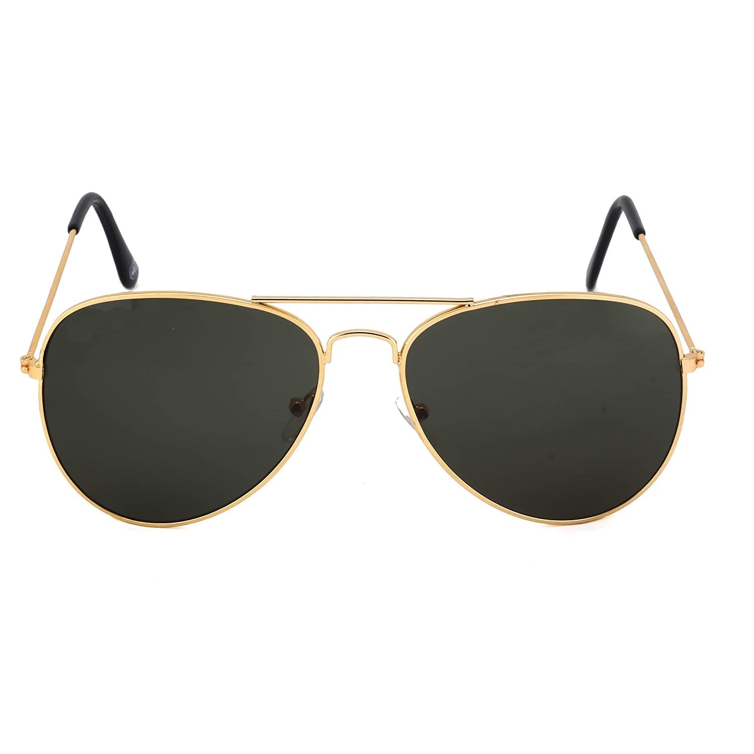 Black Lens Golden Frame Aviator Sunglasses for Men and Women-image-14