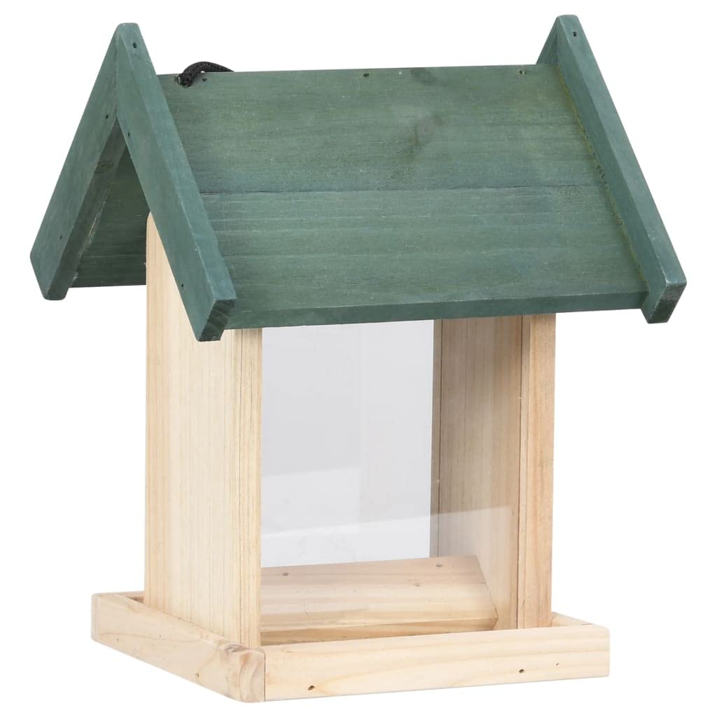 Set di 4 mangiatoie in legno di abete per uccelli selvatici, mangiatoia per giardino e terrazza, con tetto protettivo in PVC, resistente alle intemperie, 19 x 19 x 25 cm