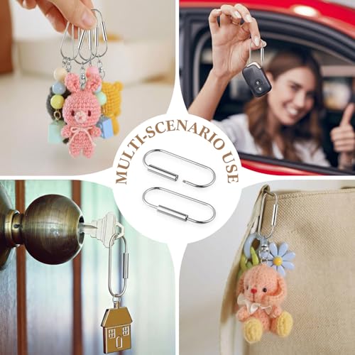 Image of WILLBOND Brass Carabiner Key Ring Locking Screw Carabiner Clips Round Key Rings Keychain Kit for Handbags Purse Bag Charm