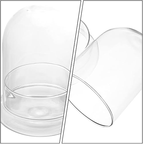 Miniatura 9 de NUOBESTY Cúpula de cristal transparente con base, campana antigua, exhibición de terrario, cúpula decorativa para plantas, suculentas, luces de