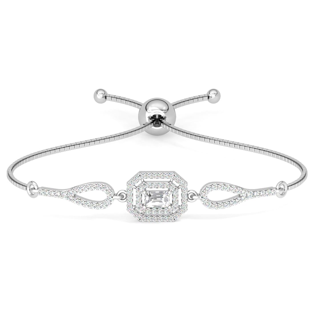 925 Pure Silver Octa Solitaire Hand Bracelet | Adjustable, Anti Tarnish, Swiss Zirconia | Gift for Women and Girls-image-44