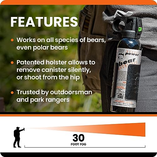 Udap Pepper Power Bear Spray Self Defense Deterrent With Griz Guard Holster For Camping, Hiking, Fishing, Powerful Blast Pattern, 30 Ft Fog Barrier, 12Dch, 7.9 Oz, 2 Pack #TOP2