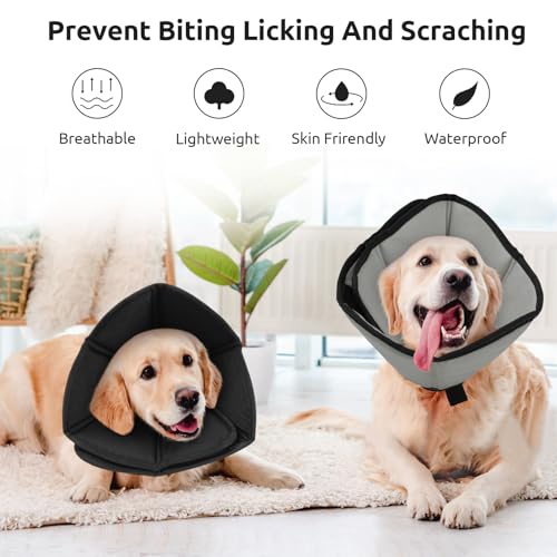 Halskrause Hund Weich Nach OP, Verstellbarer Anti Leckschutz Hund, Leichter Hundekragen, Leicht Halskrausen für Hunde, Schutzkragen für Kleine Hunde (Grau,S)
