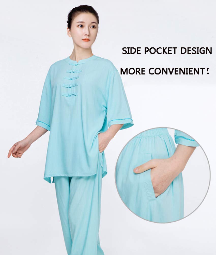 Uniforme Tai Chi da Donna, Ricamo in Lino di Cotone, Uniformi Tradizionali Cinesi di Tai Chi - per Le Arti Marziali Kung Fu, F-XXL
