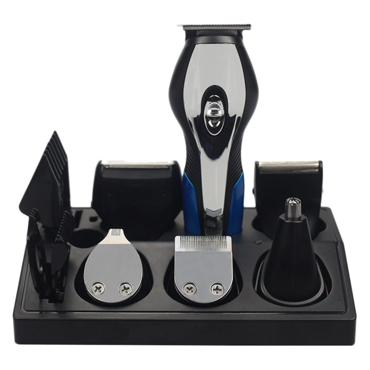 SUPVOX Set Taglio Chioma Multifunzione Uomo con Rasoio Elettrico Nero Usb, Design Compatto in Abs con Batteria e Lama per Incisioni, per Barba e Naso