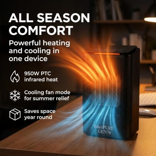 Image of EdenPURE GEN70 Infrared Heater and Cooler for Indoor Portable Bedroom Use