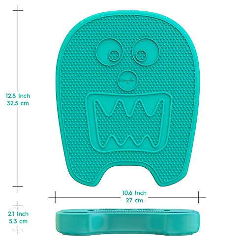 Image of Shaped Wiggle Seats by Bouncyband - Green Monster, 13 inchx10.5 inchx2.2 inch - Inflatable Sensory Cushion for Kids, Improves Student Productivity and Focus, Comes with Easy-Inflation Pump to Customize Firmness