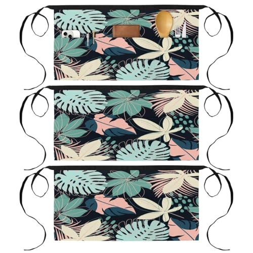 Demi-tablier de cuisine aux motifs de feuilles de palmier pour le service au bistrot et bar