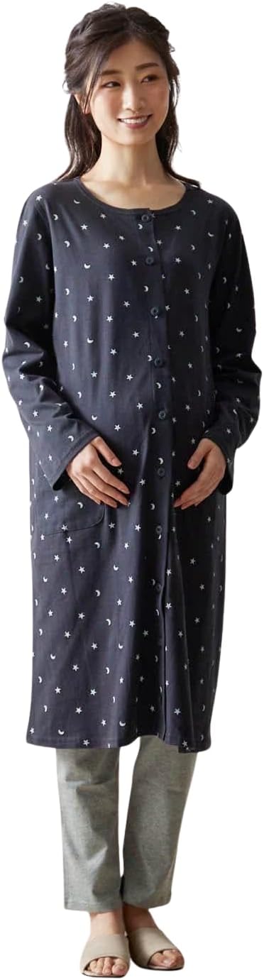 [ベルメゾン] マタニティパジャマ 授乳対応 セパレートタイプ 綿 長袖 産前 産後 前開き ロング丈 ルームウェア パジャマ