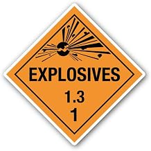2 (Pieces) 3" and 5" Hazard Class 1.3 Explosives Placard Sticker, Waterproof Vinyl Decals for Many Purpose Like Cars, Trucks, Laptops, Phones, Windows and More