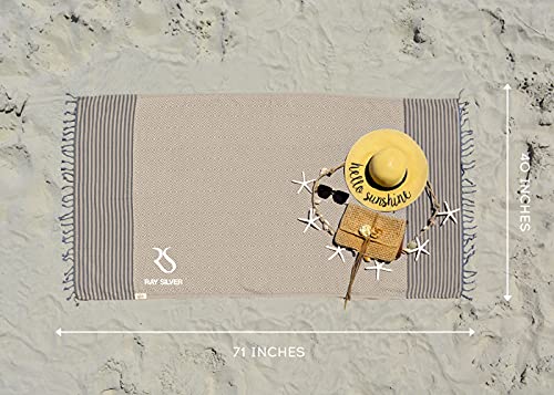 Ray Silver Turkish Bath Towels 100% Turkish Cotton Beach Towel Oversized 71X40 Absorbent Turkish Towel Quick-Dry Beach Towels Sandproof Beach Blanket Travel Towels(Nude/Grey) #TOP1