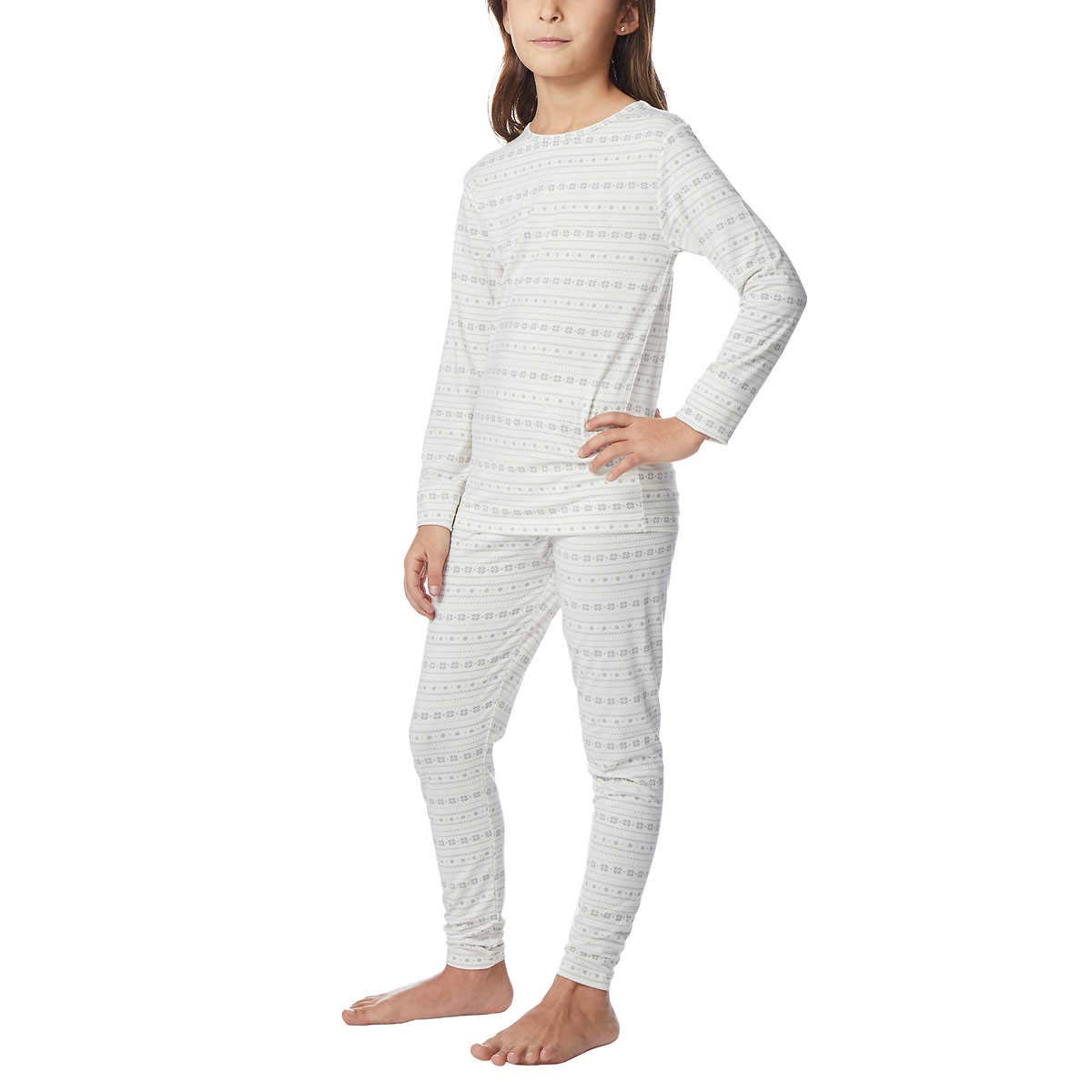 32 Degrees Heat Kids Long Sleeve Crew Neck and Legging Set (Diamond Snow, Medium)