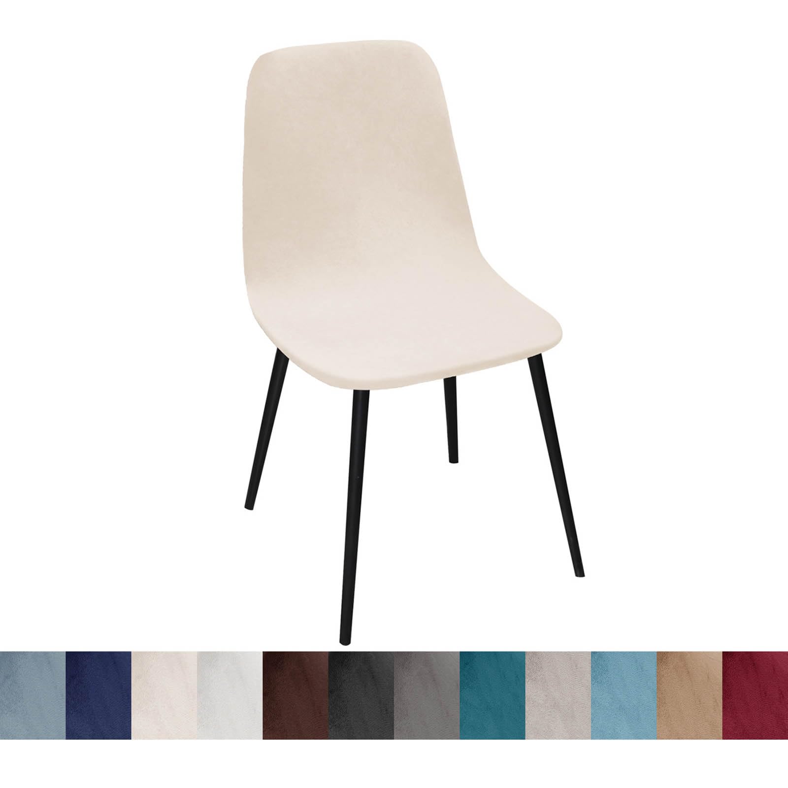 Housse de chaise en velours beige lavable pour salle à manger (Lot de 2)