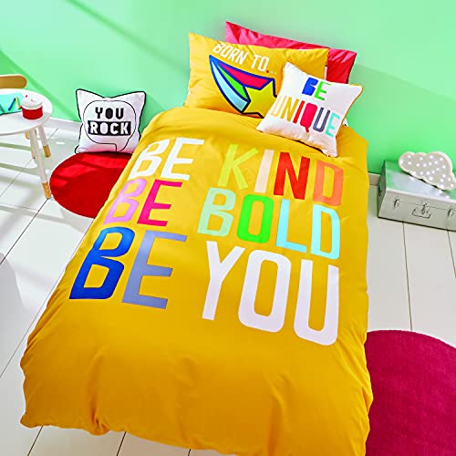 Born To Bedding Born To Be You Organic Cotton Double Duvet Cover Set with Pillowcases Orange