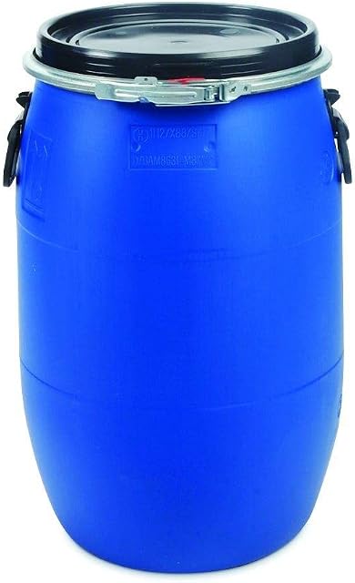 INVOPAK 60 Litre Plastic Blue Open Top Barrel with Lid & Ring UN Approved Food Grade