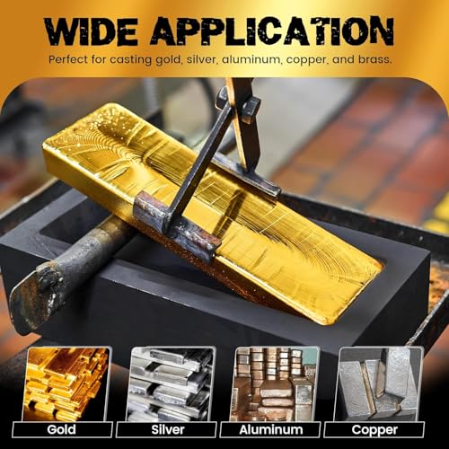 MMasters 1kg-4 Pieces Premium Graphite Ingot Mold for Metal Casting - High-Purity Material for Gold, Silver, Aluminum, Copper, and Brass - Heat Resistant up to 1800℃/3272℉